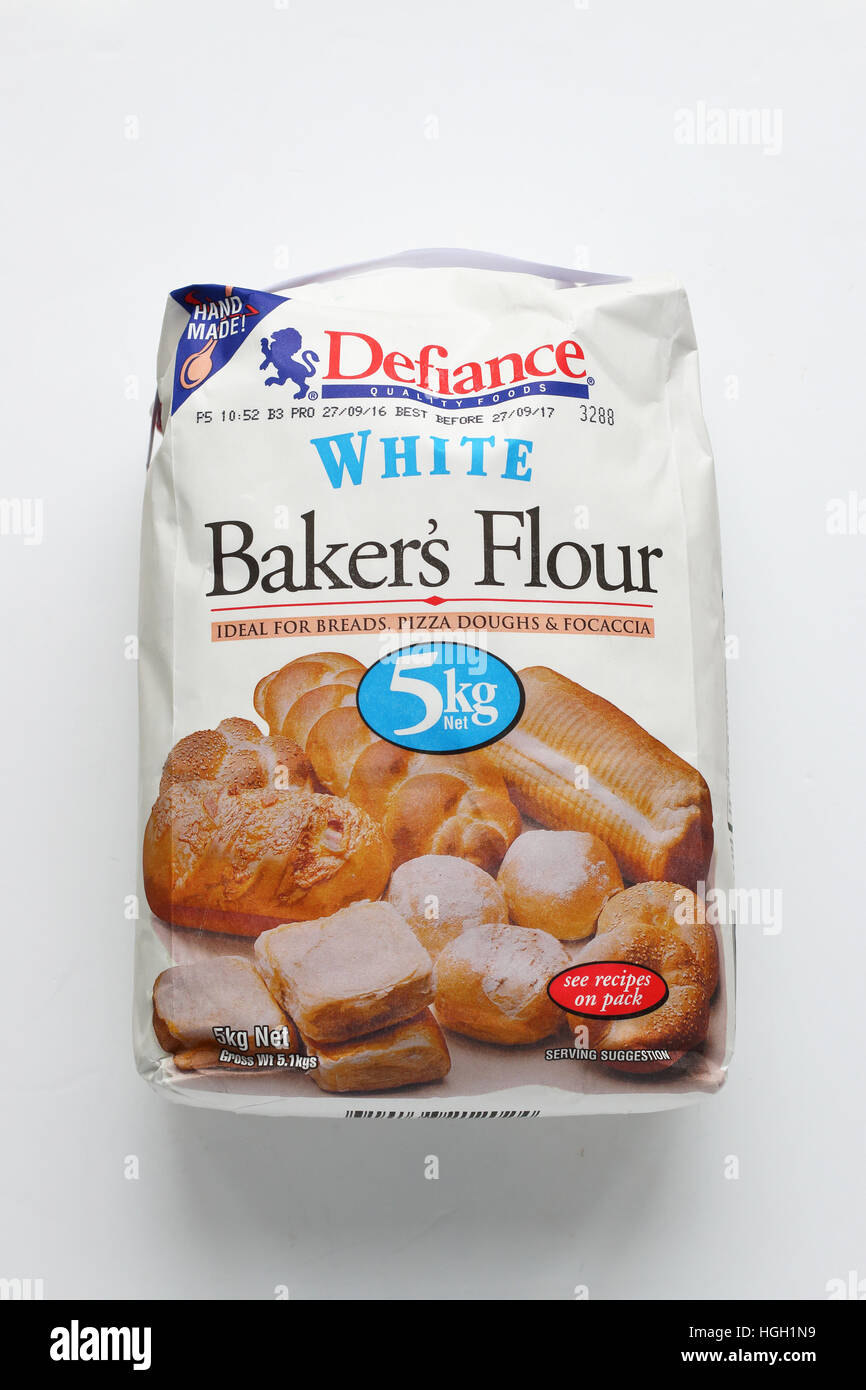 Coles Defiance White Baker Flour isolated against white background Stock Photo