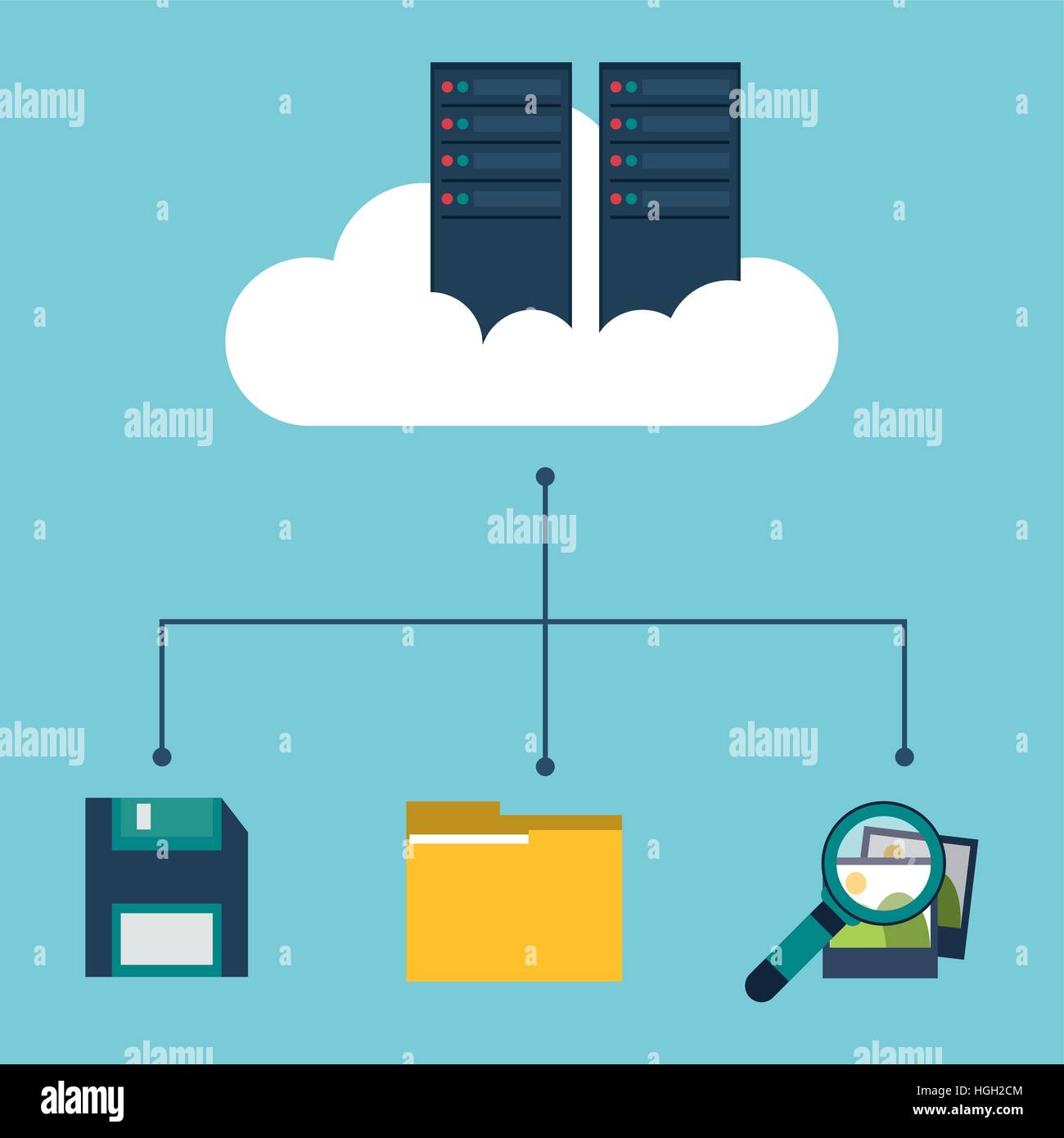 data center cloud floppy folder search picture Stock Vector Image & Art ...