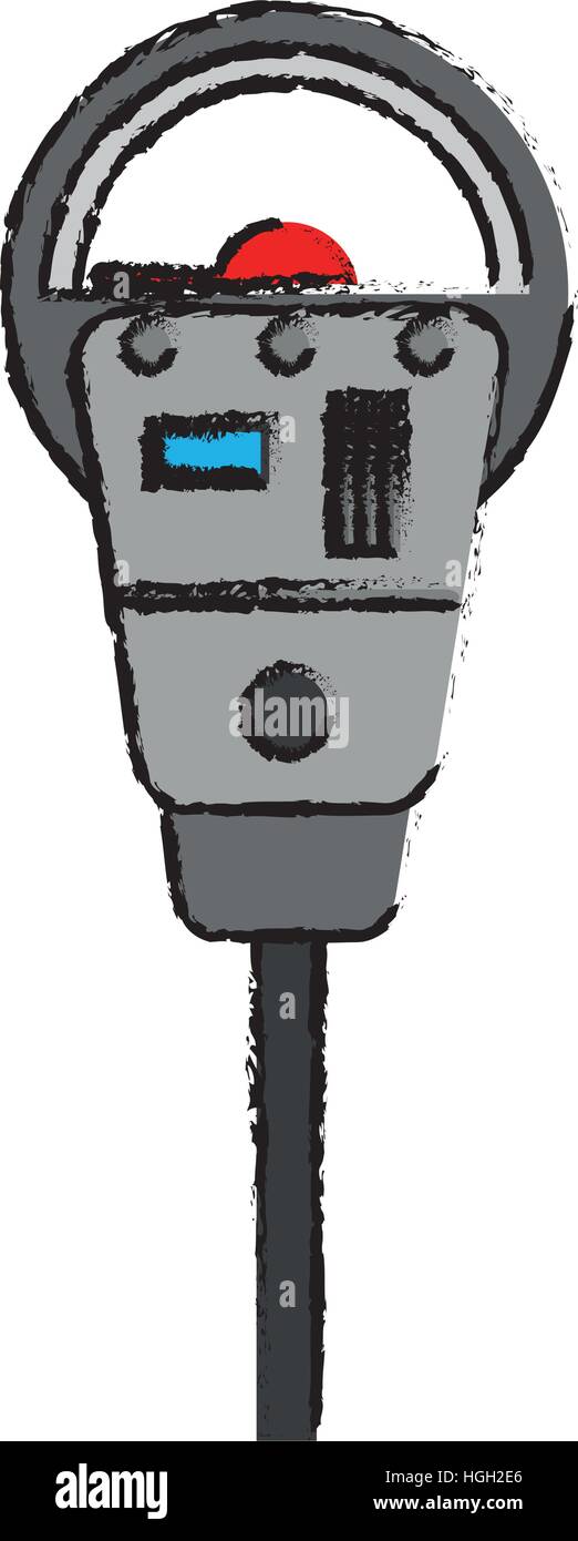 drawing parking meter payment machine Stock Vector