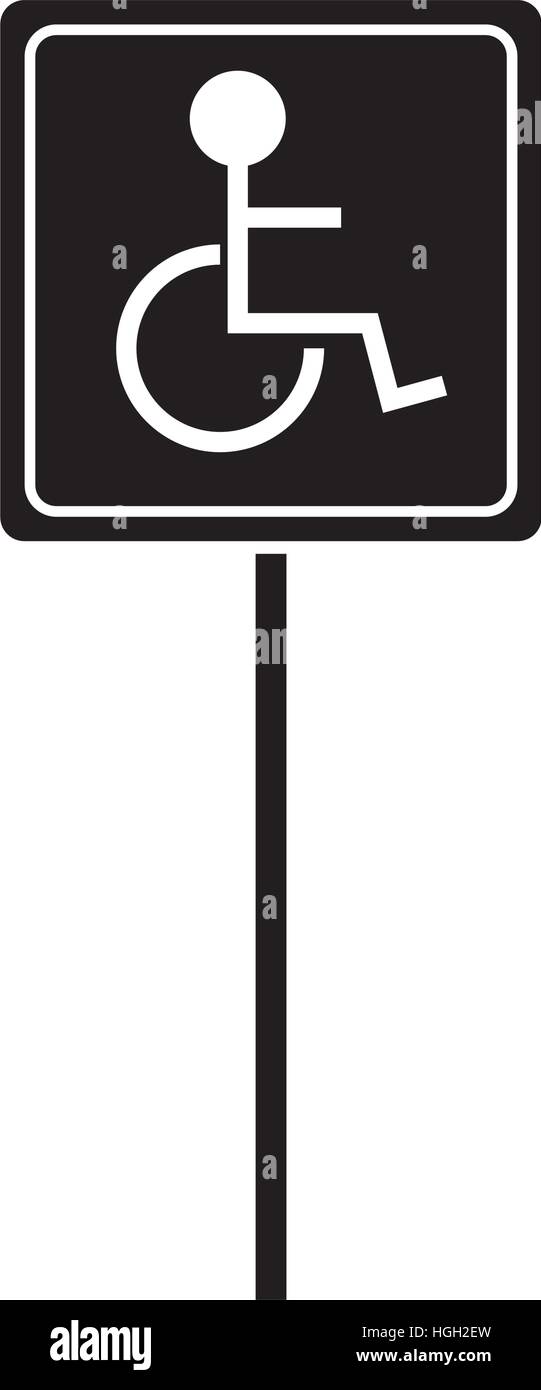 silhouette disabled person wheelchair sign road Stock Vector Image ...