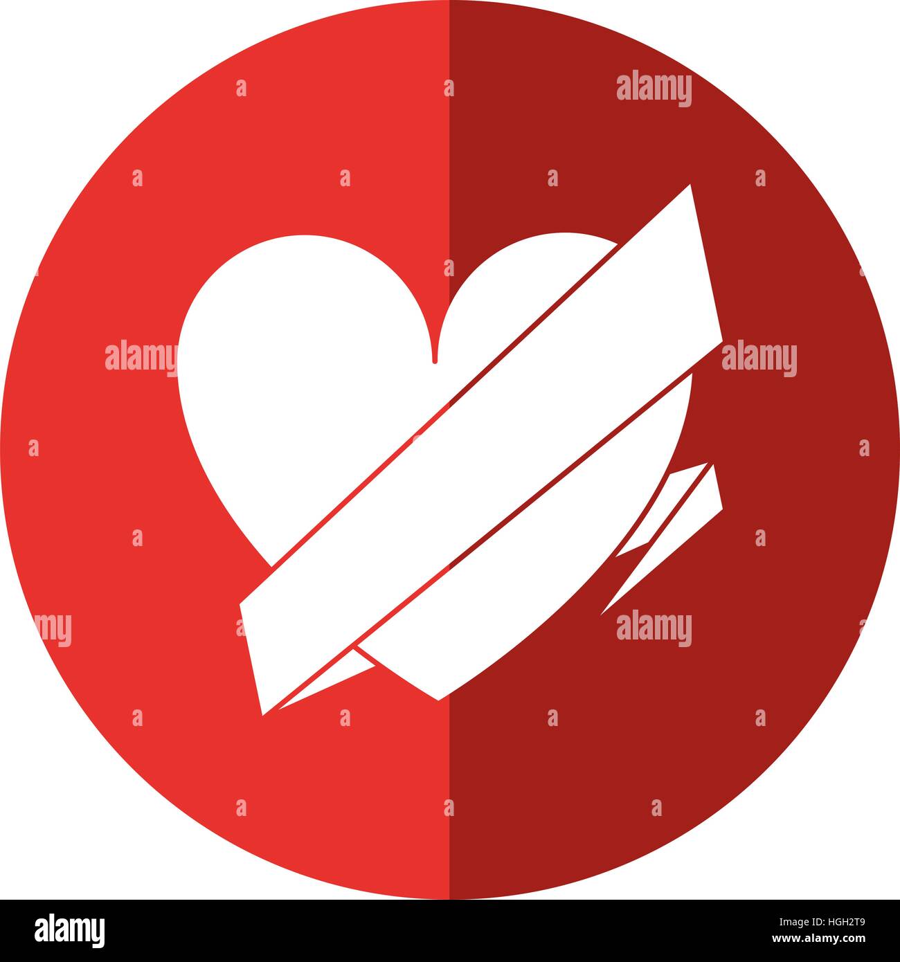 love heart wrap ribbon celebration romantic shadow Stock Vector Image ...