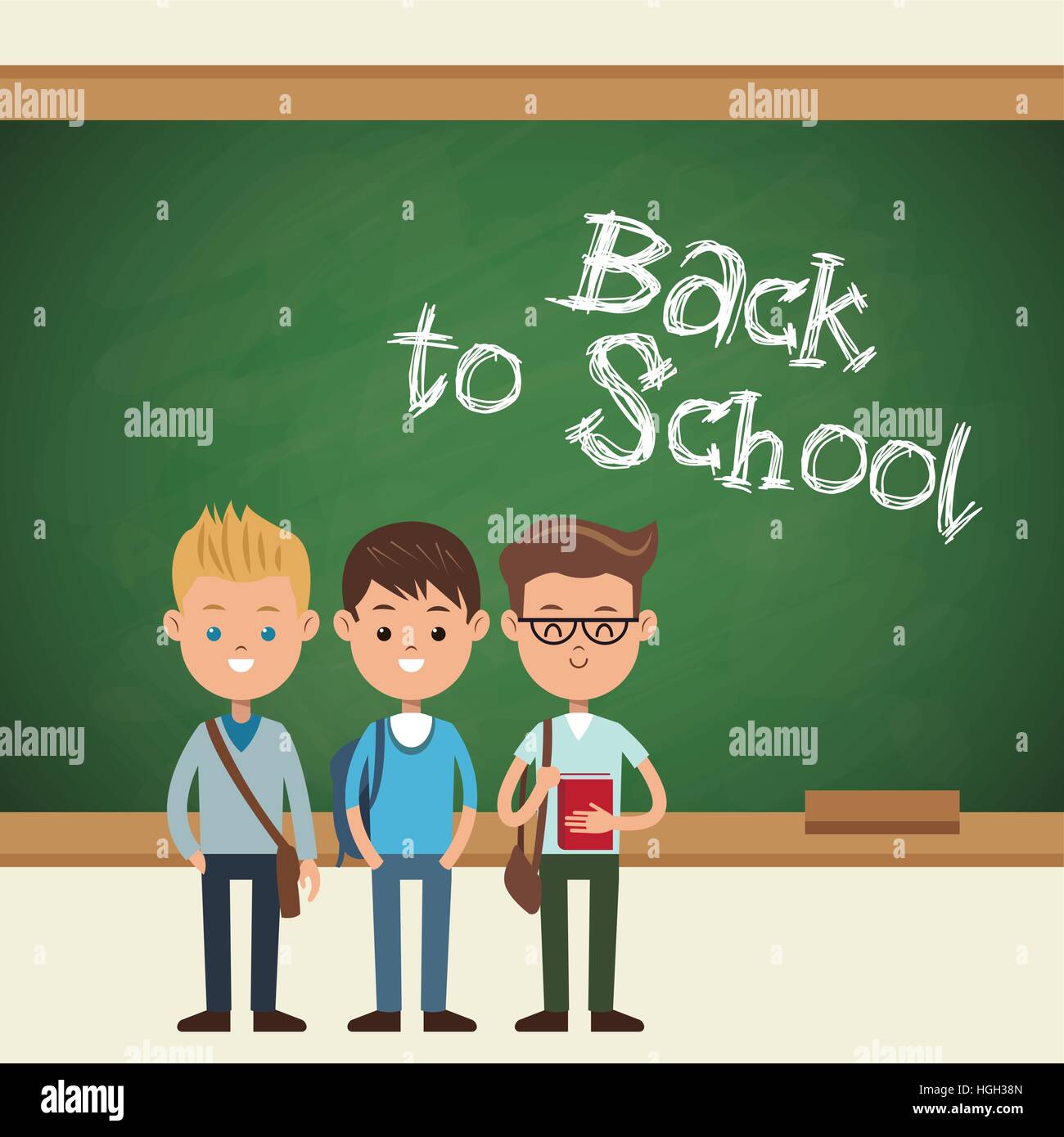 back to school students boy chalkboard text Stock Vector Image & Art ...