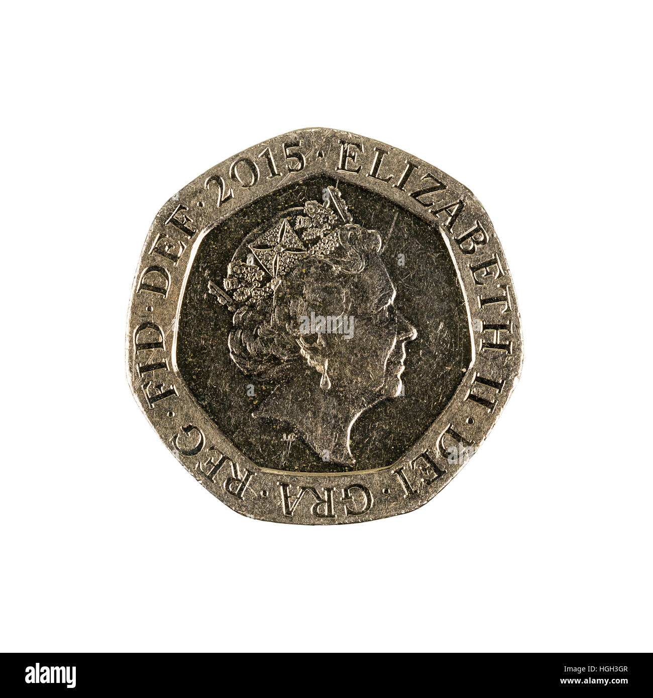 British twenty pence coin, 2015 Stock Photo