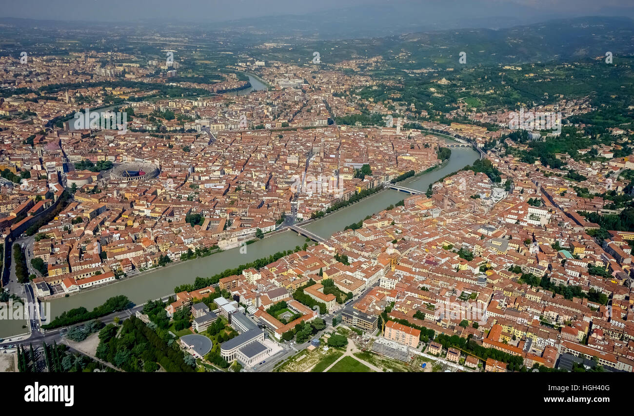 City centre with Adige River, Province of Verona, Veneto, Italy Stock Photo