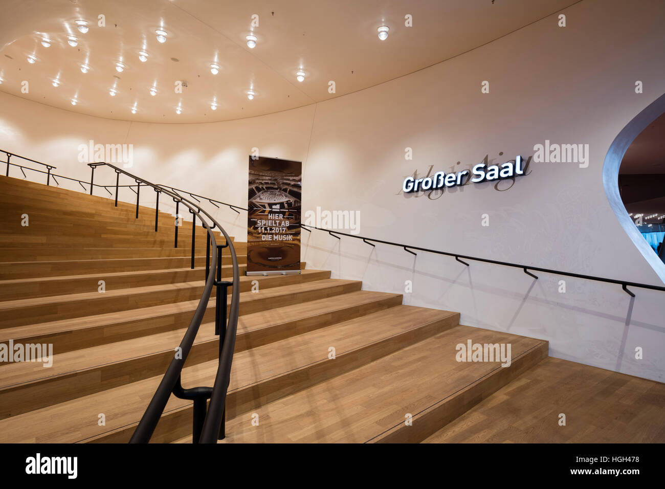 Staircase to great hall, Elbe Philharmonic Concert Hall, Hamburg ...