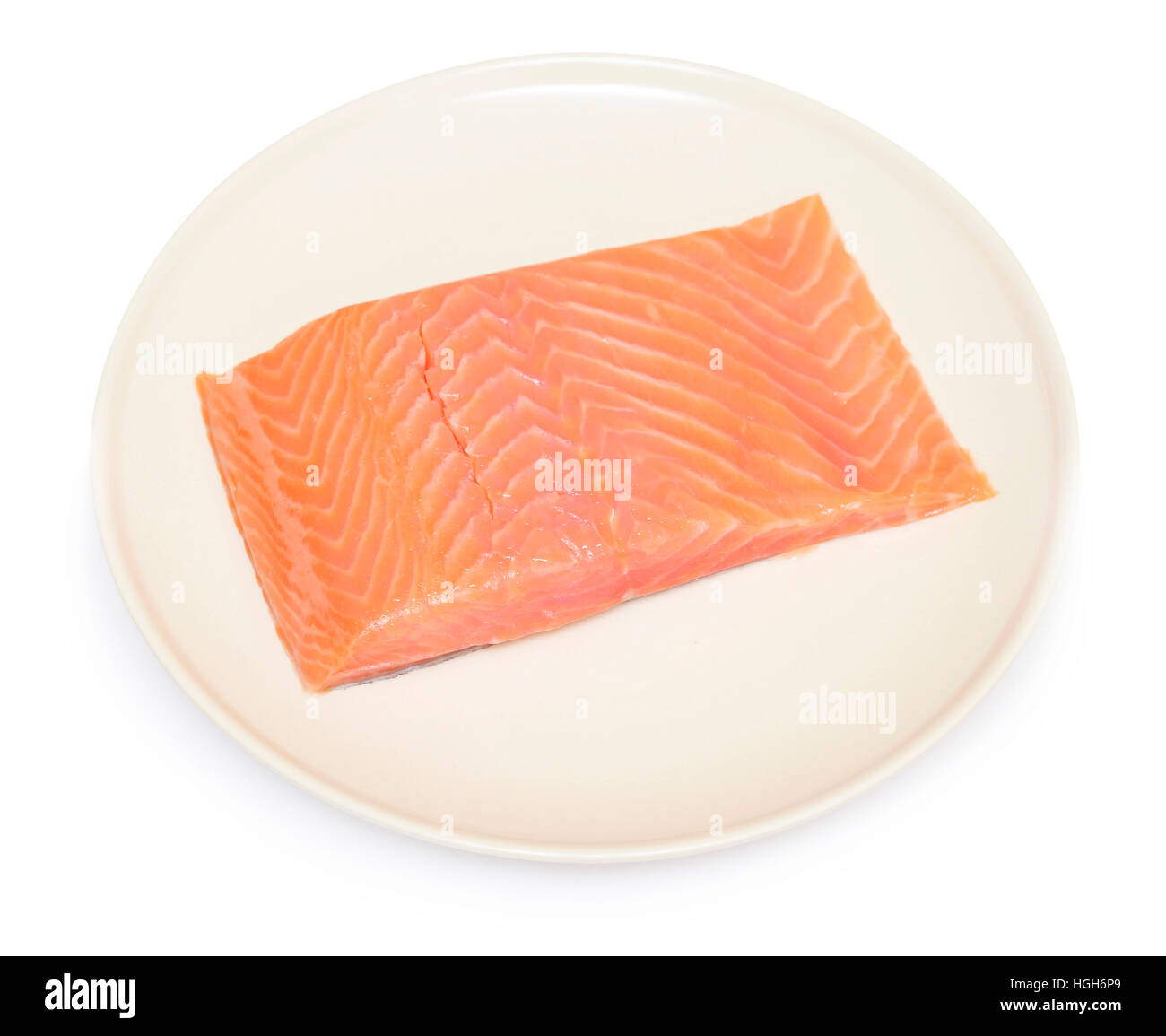 red fish on the plate isolated on white Stock Photo