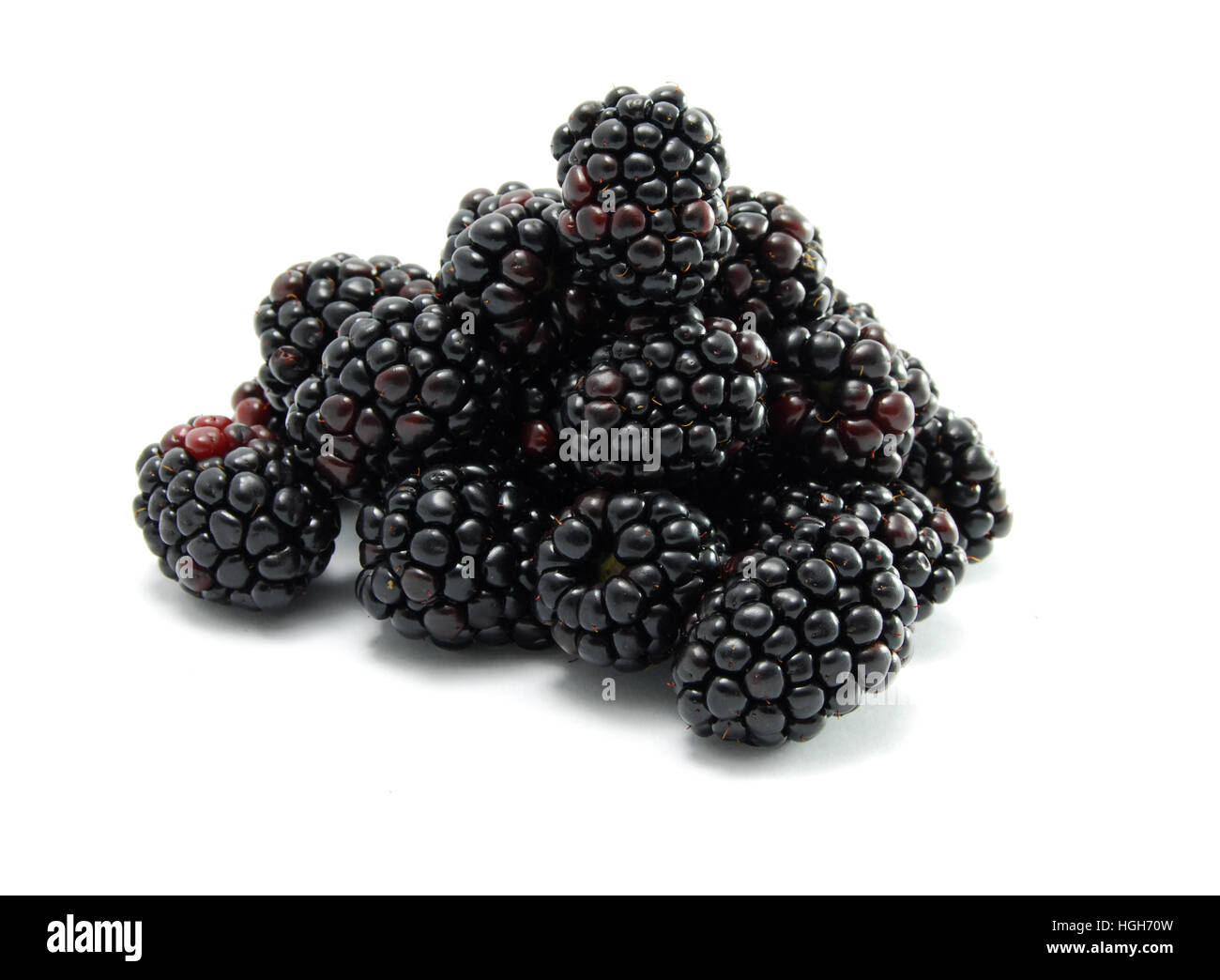 Pile of blackberries. A serving of fruit for a healthy snack or breakfast. Stock Photo