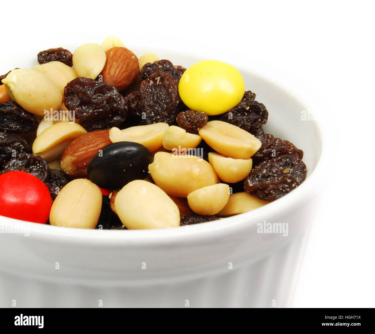 Trail Mix in a bowl. This hiking snack combines protein, fiber, and
