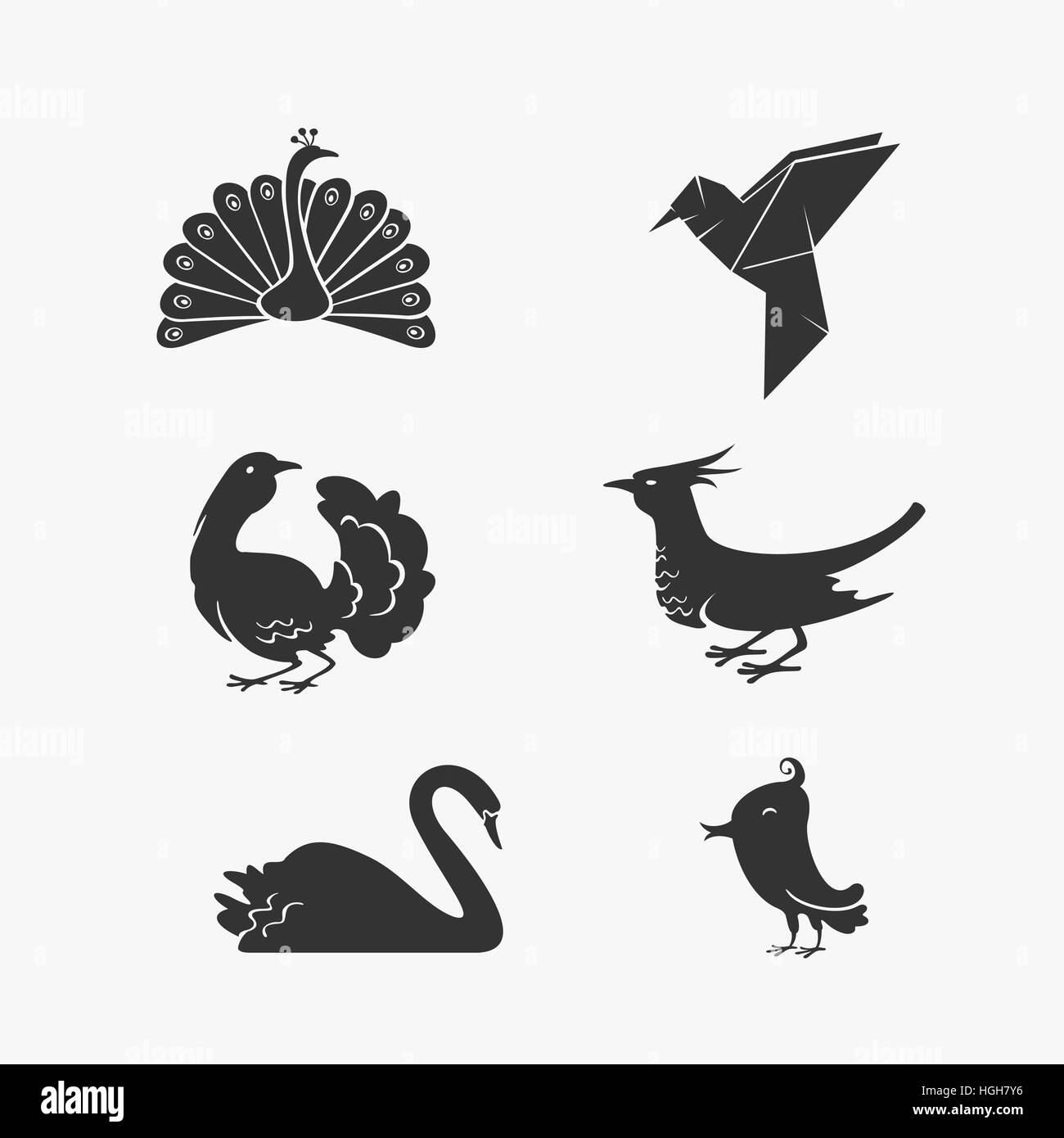 Vector Set of Bird Symbols eps 8 file format Stock Vector