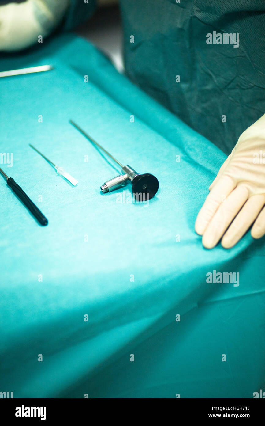 Long Sharp Instruments Operating Theatre Surgery instrumentation in emergency room operating theater operation ...