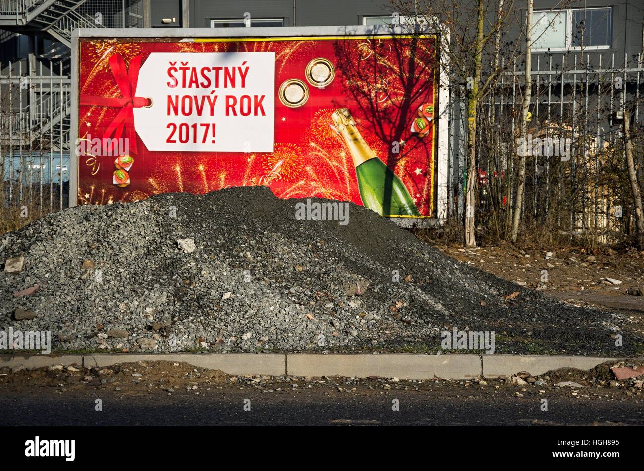 Billboard, New year, 2017 Stock Photo