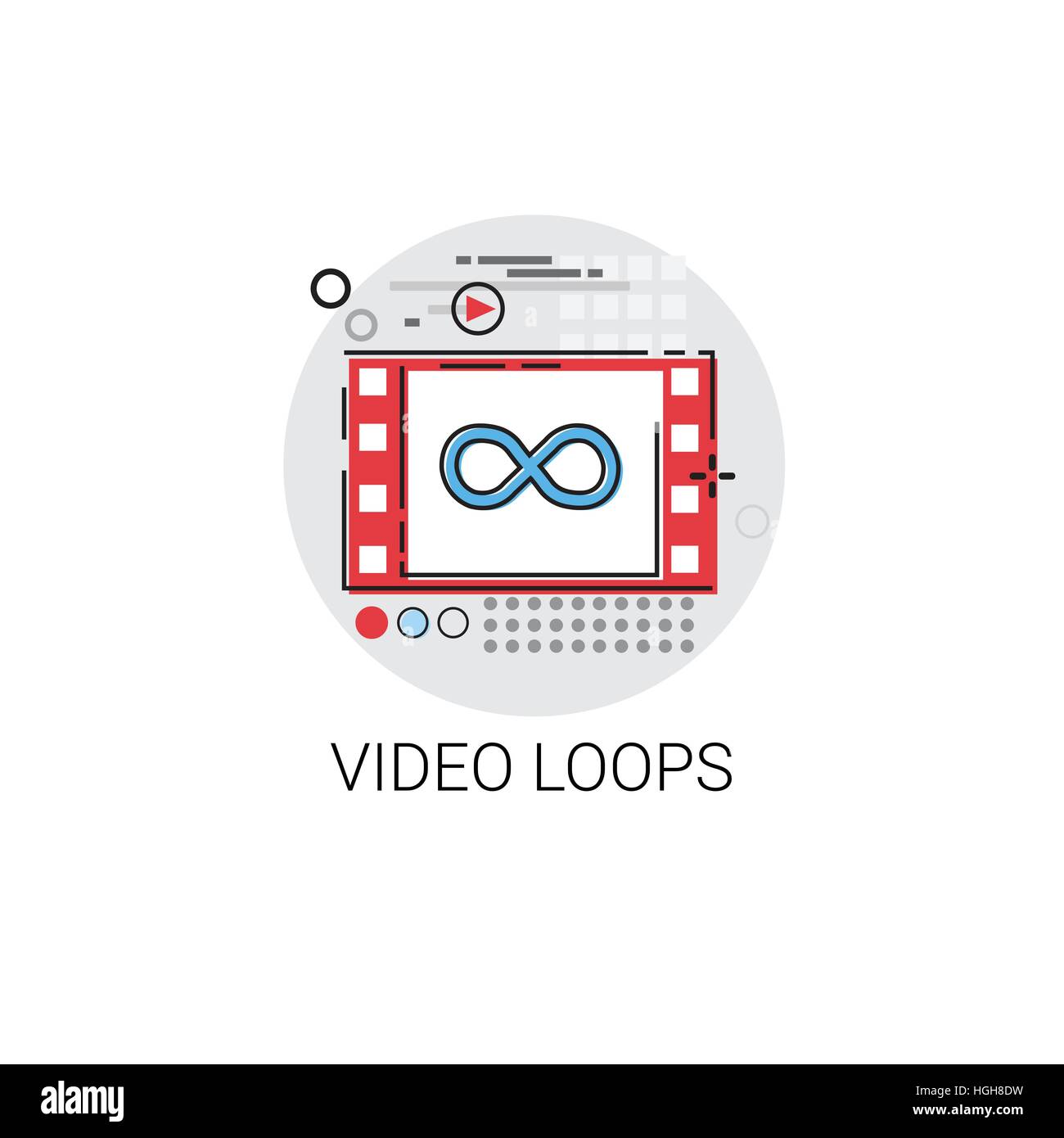Video Loops Player Multimedia Icon Stock Vector