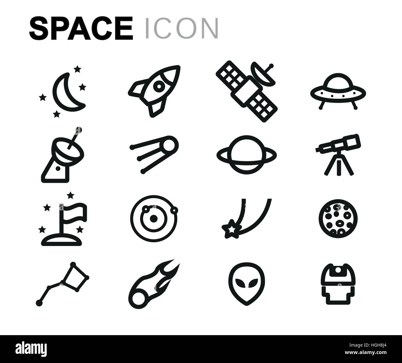 Vector line space icons set Stock Vector Image & Art - Alamy