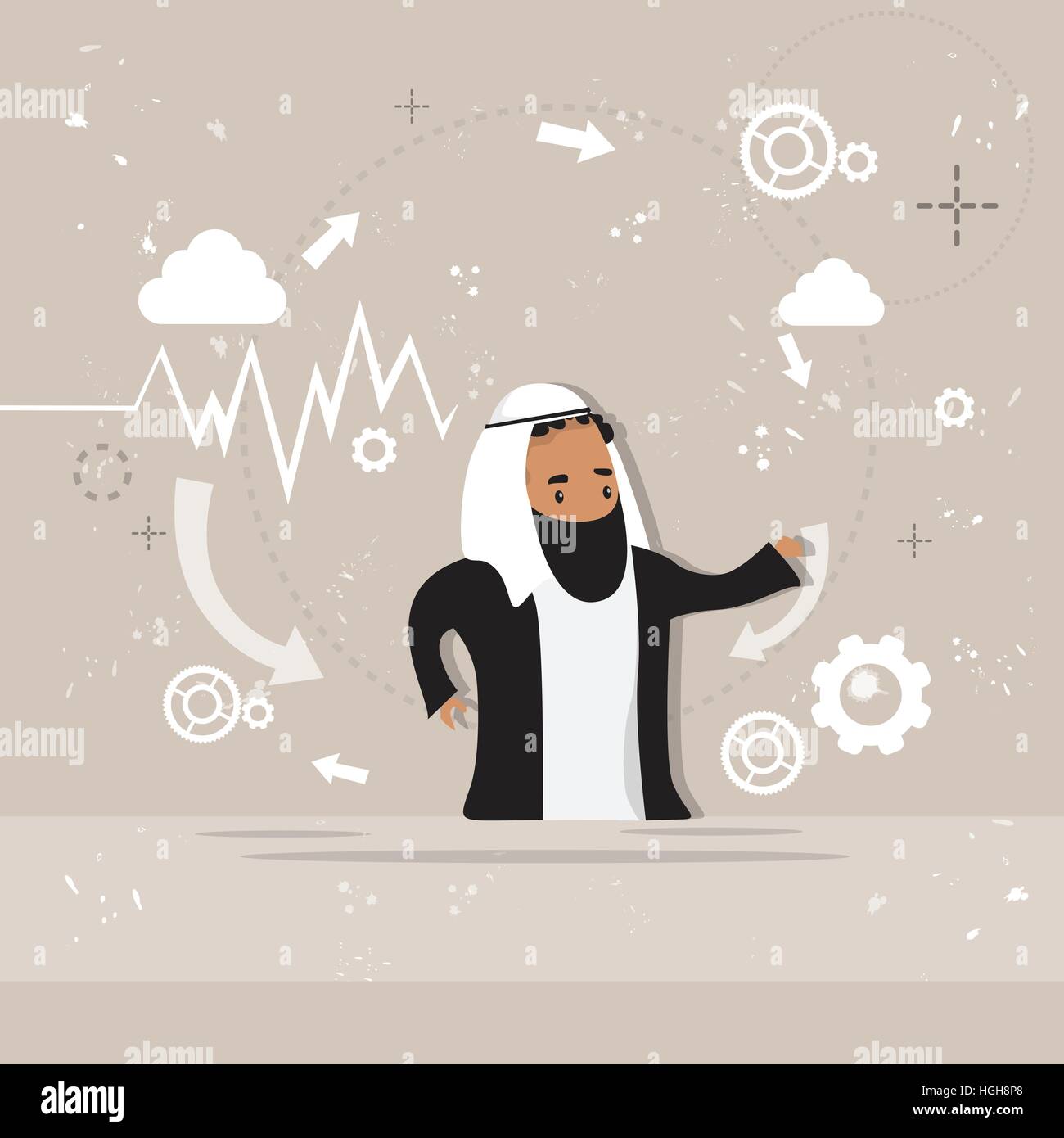 Arab Graph Arab Business Man Showing Finance Chart Graph Report Stock Vector Image ...