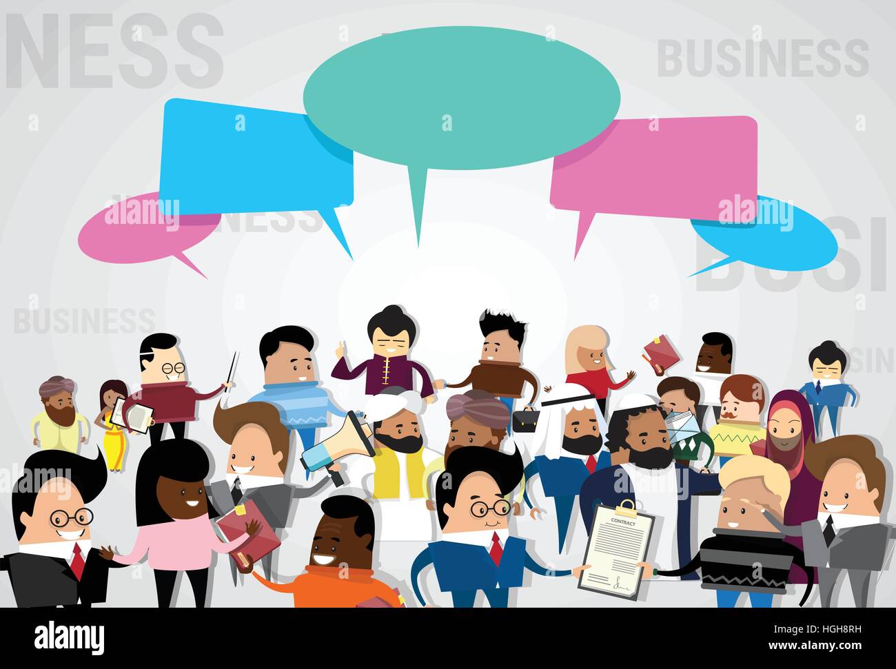 Group of Business People Cartoon Mix Race Businesspeople Talking