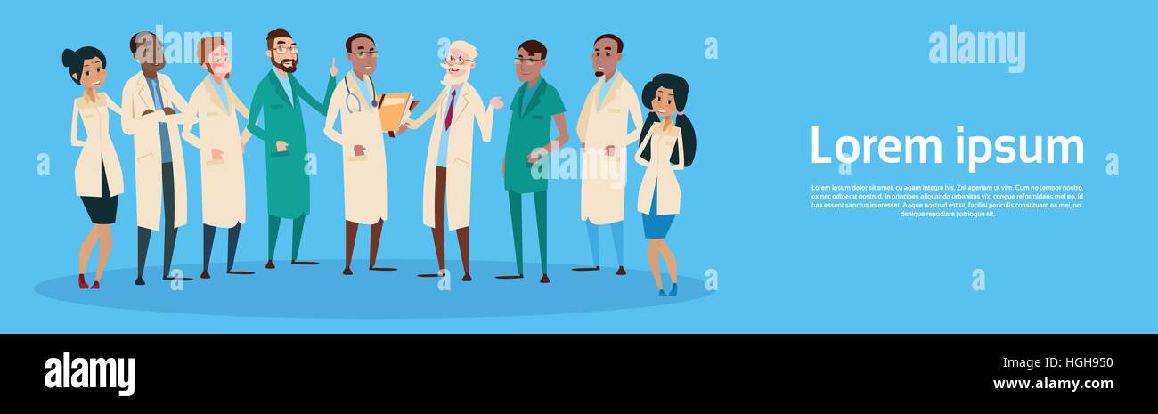 Group Medial Doctors Team Clinic Banner Stock Vector Art