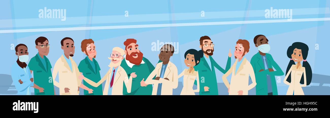 Group Medial Doctors Team Clinic Banner Stock Vector Art