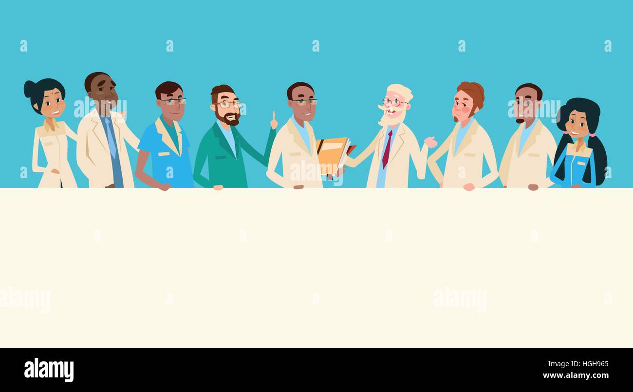 Group Medial Doctors Team Clinic Stuff Hospital Hold Banner Stock