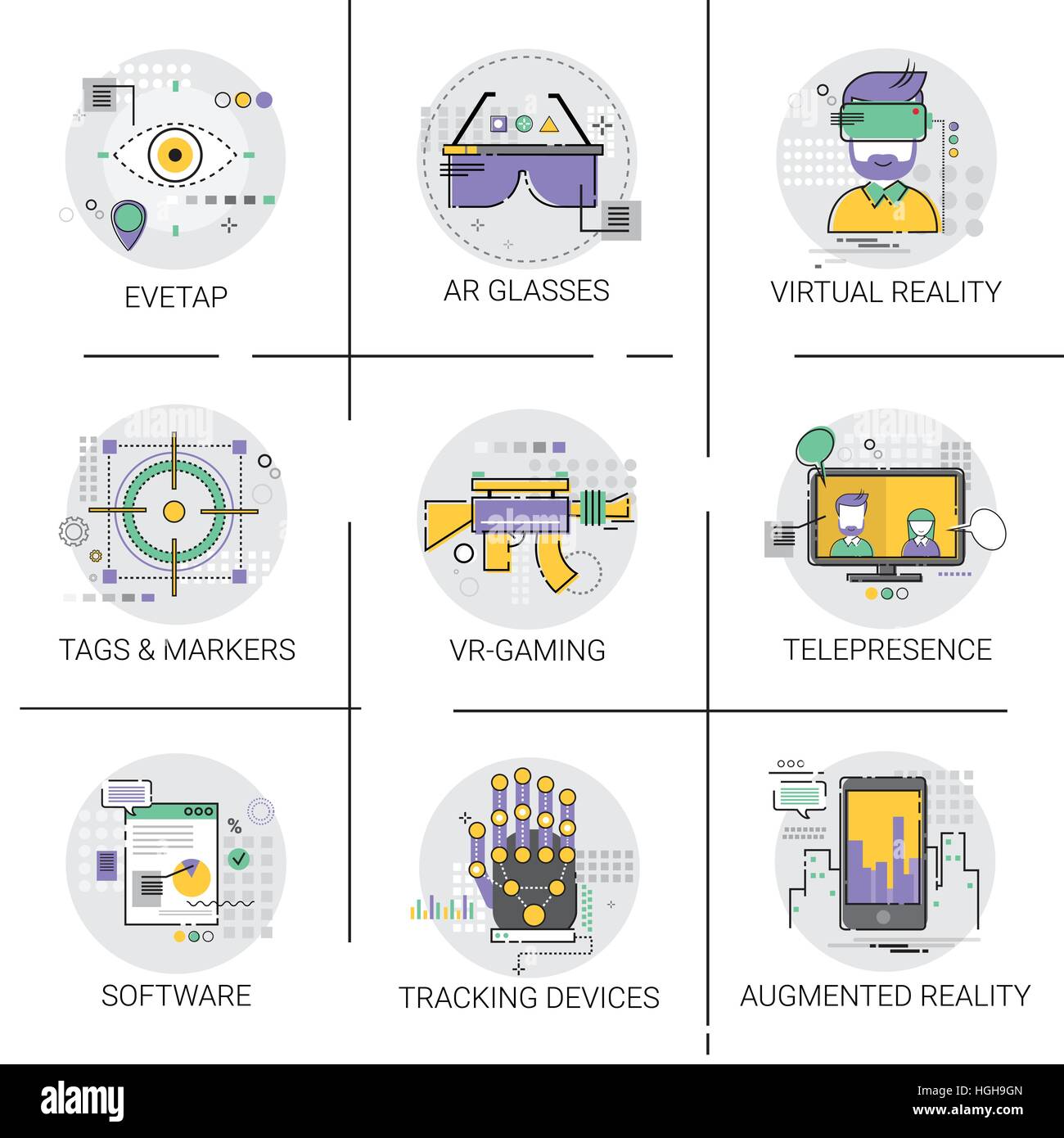 Finger Tracking Device Access Icon Set Modern Visual Technology ...