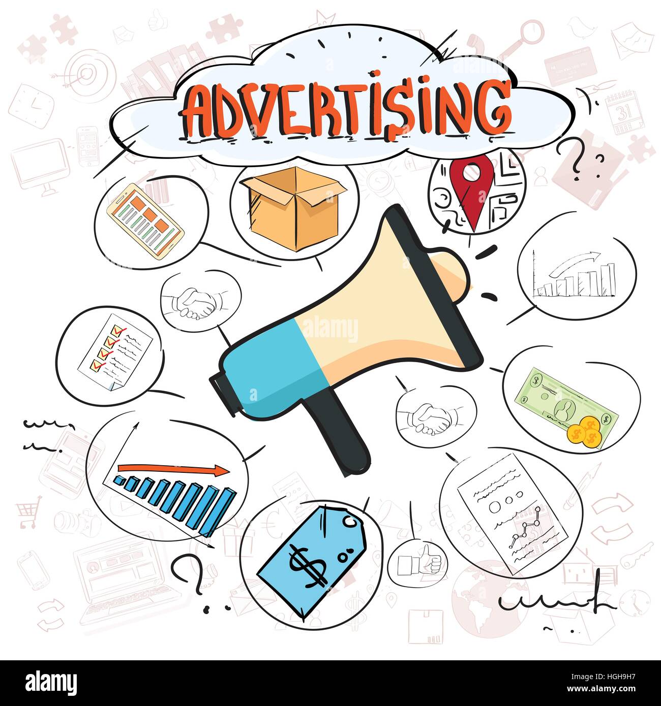 Advertising Digital Marketing Promotion Doodle Hand Draw Sketch Background  Stock Vector Image & Art - Alamy