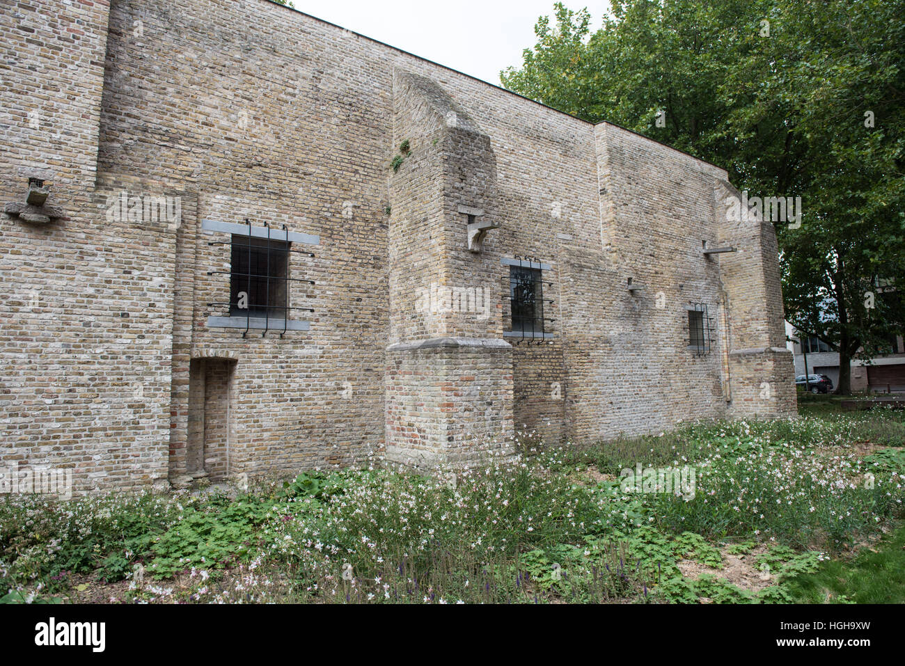 Historical bunker from the Second World War in Veurne, Belgium with barred windows Stock Photo