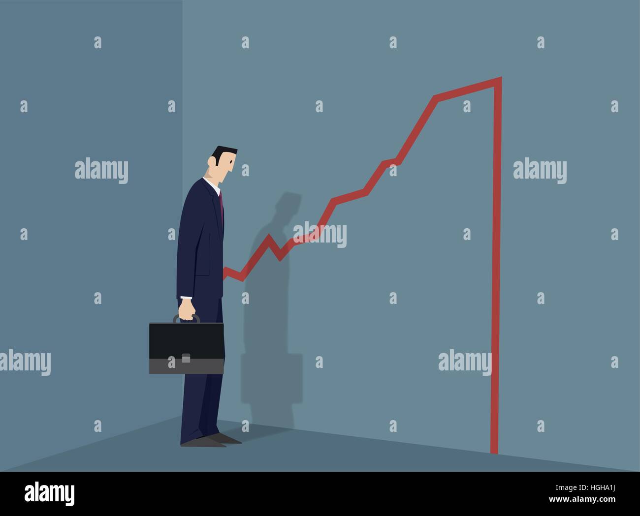 Sad businessman standing near sales chart Stock Vector Image & Art - Alamy