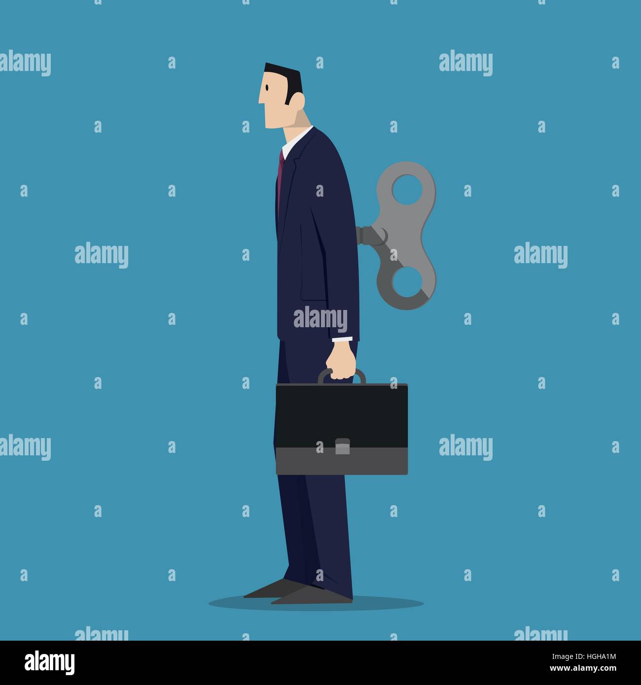Businessman With A Wind Up Key In His Back Stock Vector Image & Art Alamy