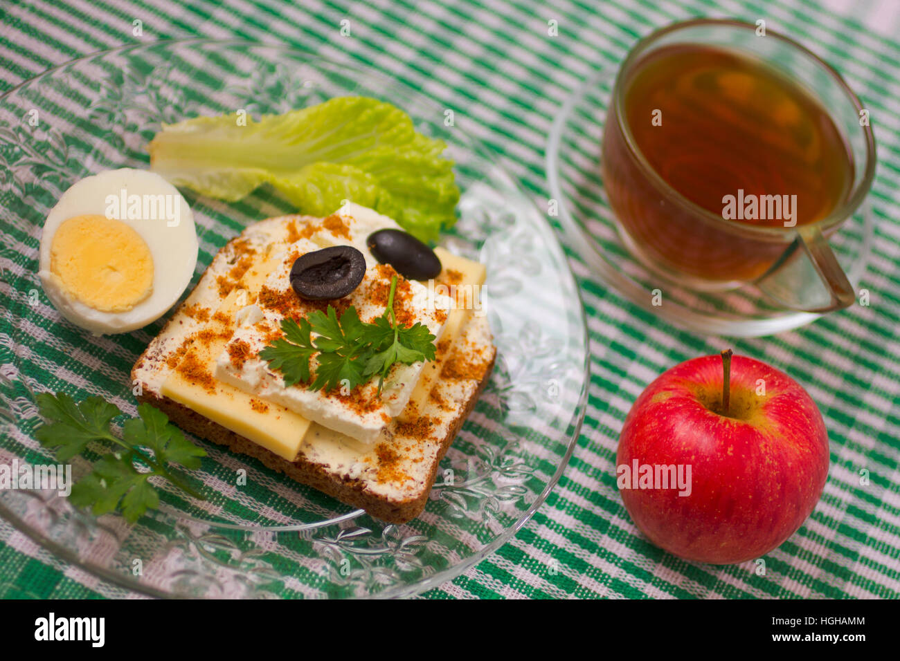 Breakfast sandwich and tea Stock Photo - Alamy