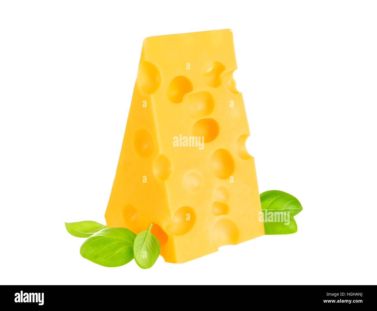 Piece of cheese isolated on white background. Stock Photo