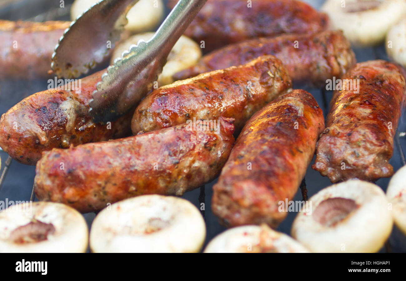 Grilled meat on barbecue Stock Photo - Alamy