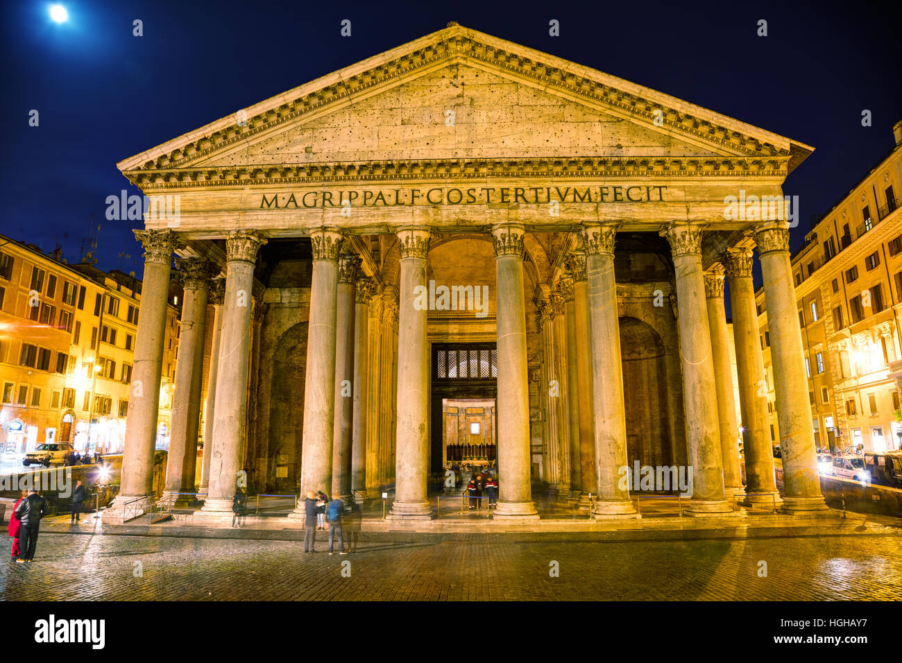 ROME - NOVEMBER 10: Pantheon at the Piazza della Rotonda with people on November 10, 2016 in Rome, Italy. Stock Photo