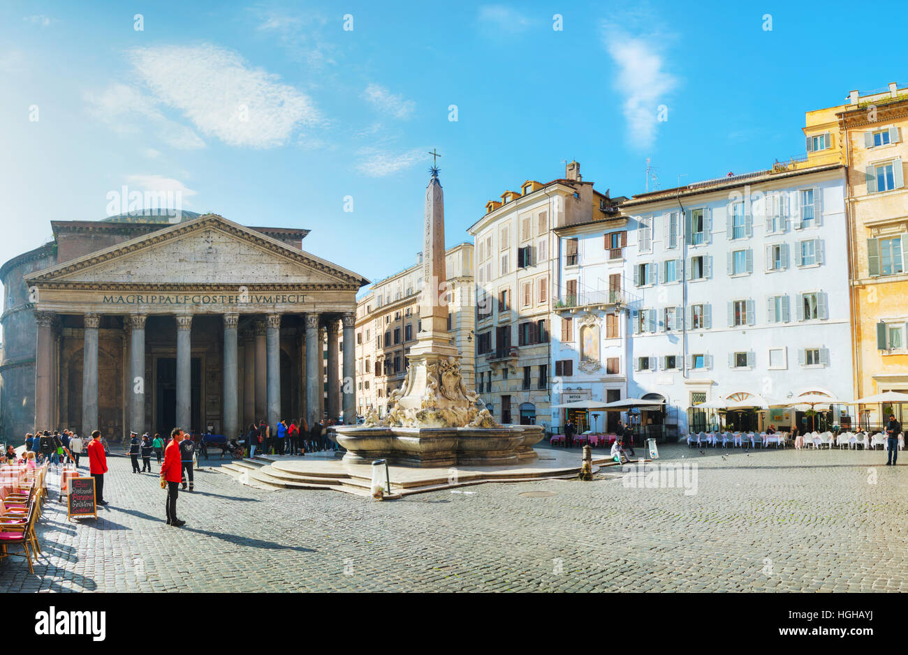 ROME - NOVEMBER 10: Pantheon at the Piazza della Rotonda with people on November 10, 2016 in Rome, Italy. Stock Photo