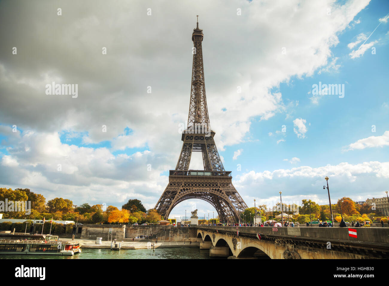 PARIS - NOVEMBER 2: Eiffel tower surrounded by tourists on November 2, 2016 in Paris, France. Stock Photo