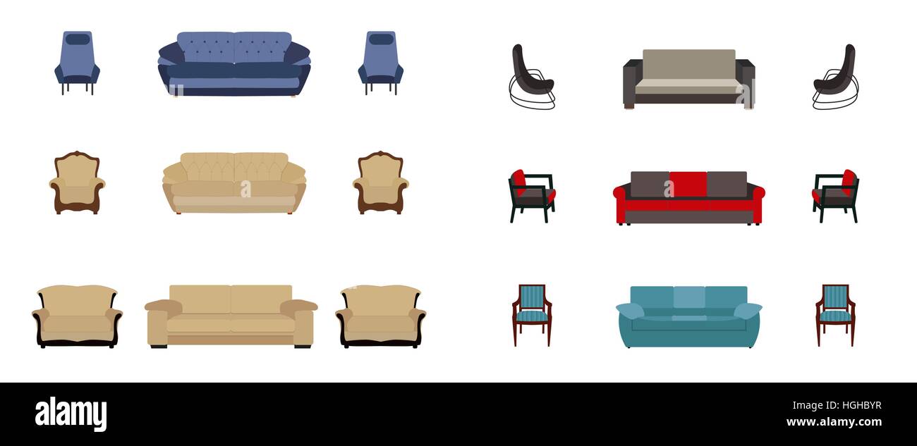 Set of Furniture. Modern Flat style Vector Illustration Stock Vector ...