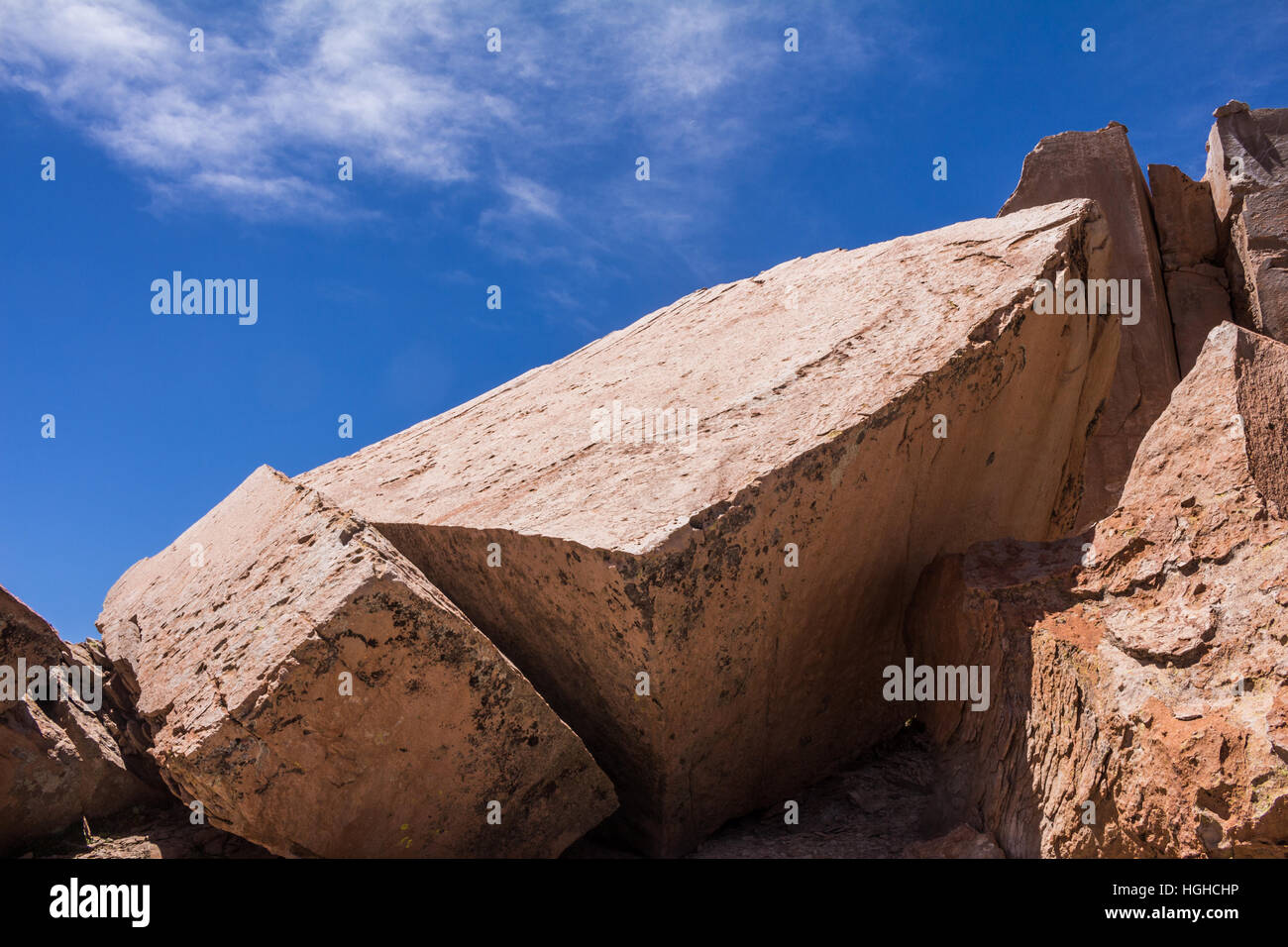 rocks in salt flat Stock Photo