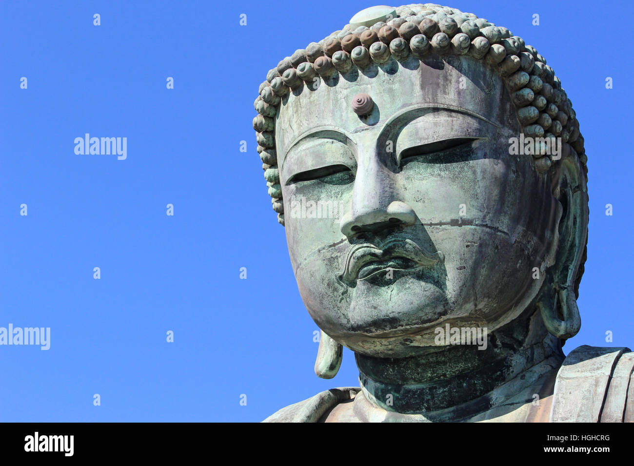 Closeup of the Great Buddha of Kamakura, Japan Stock Photo