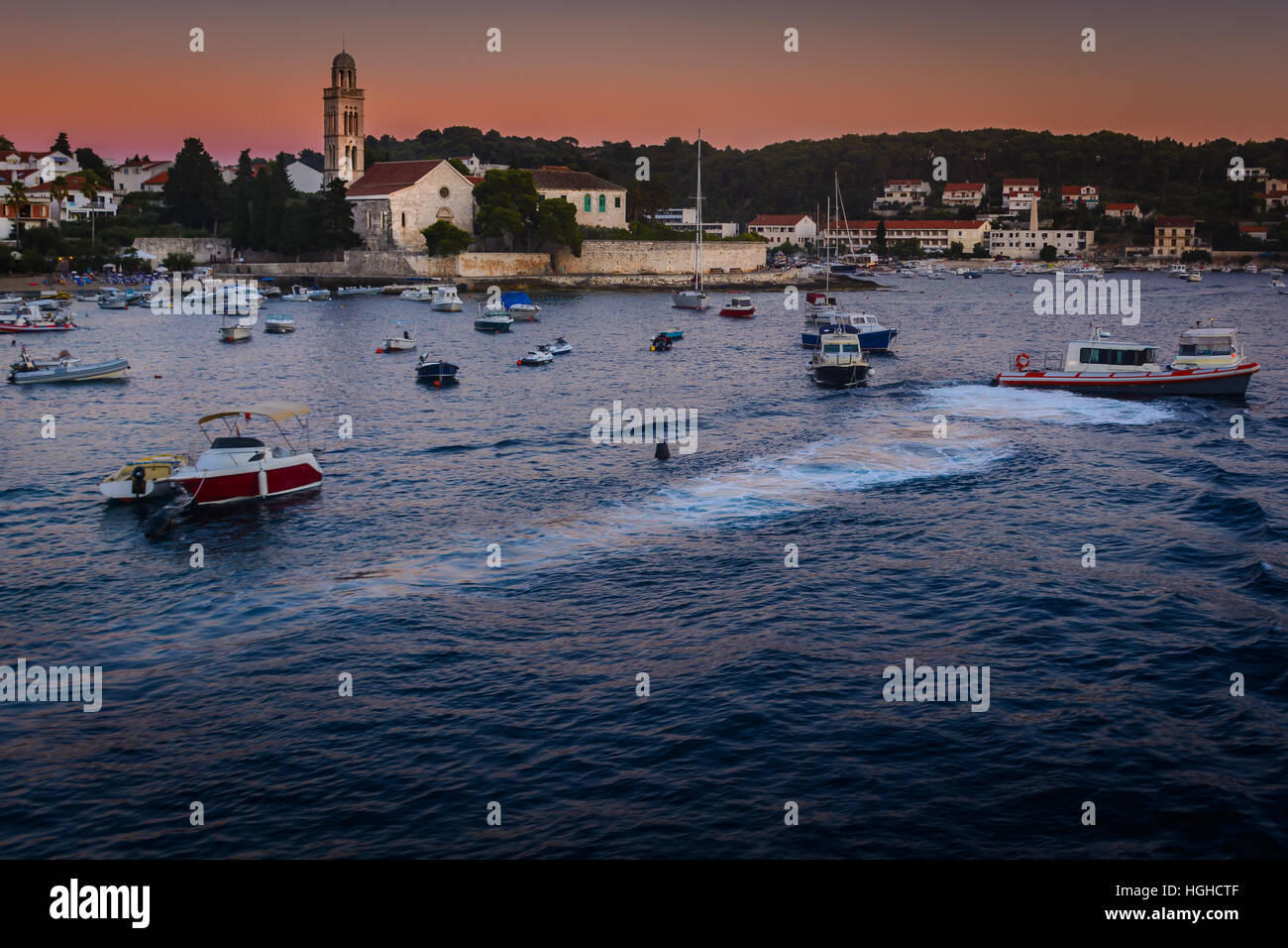 Hvar town in sunset, Croatia Stock Photo - Alamy