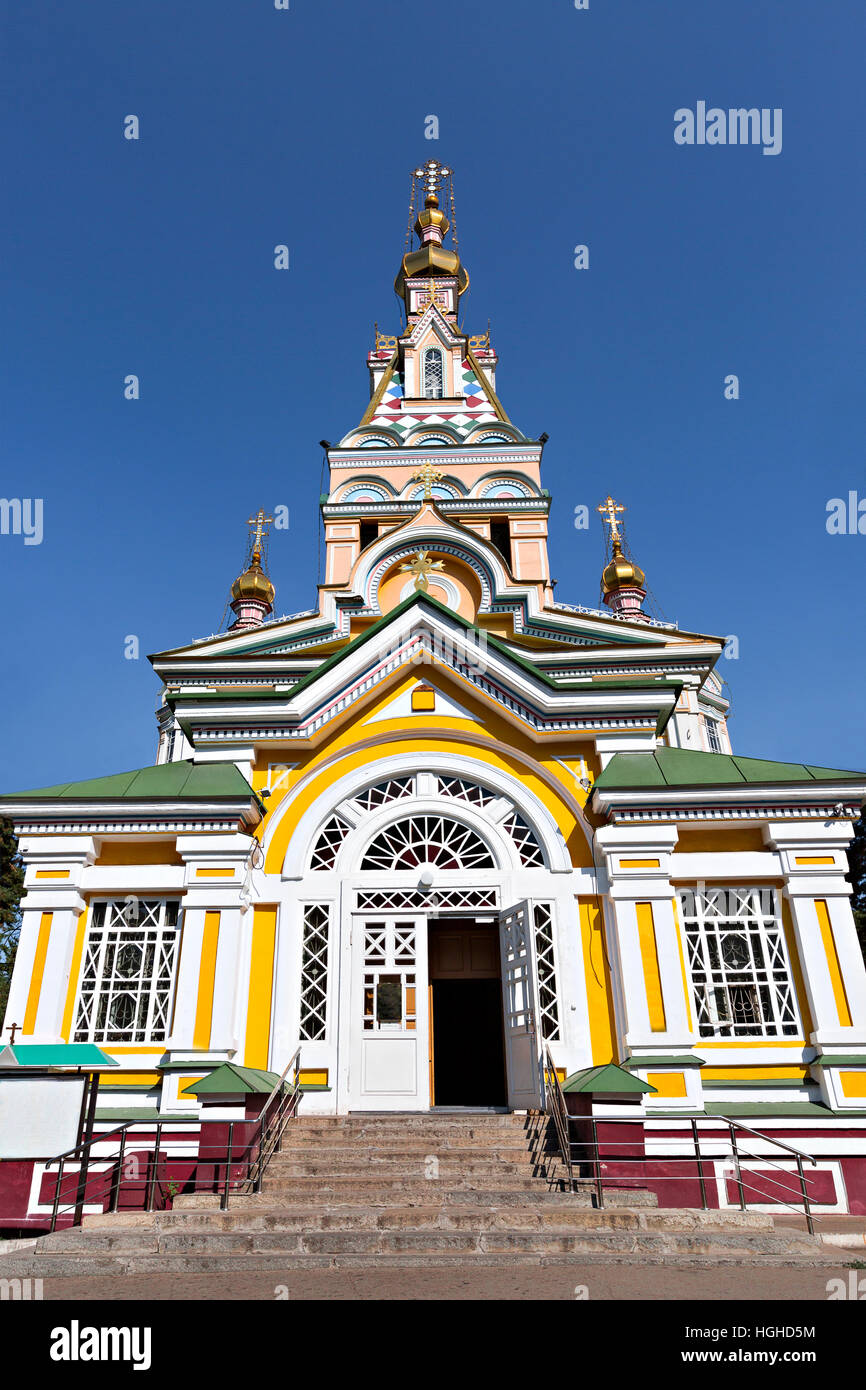 Zenkov Cathedral in Panfilov Park, Almaty, Kazakhstan Stock Photo
