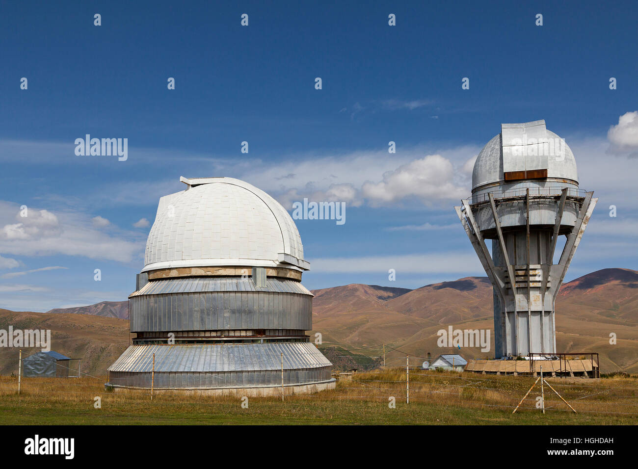 Abandoned observatory in Assy Plateau in Kazakhstan. Stock Photo