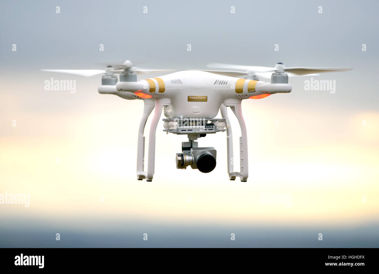 Drone in flight - DJI Phantom 3 Stock Photo