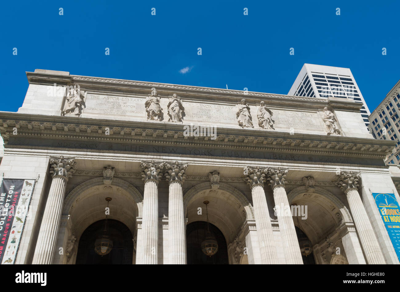 NEW YORK - APRIL 30, 2016: Public library exterior at 5th avenue. It is ...