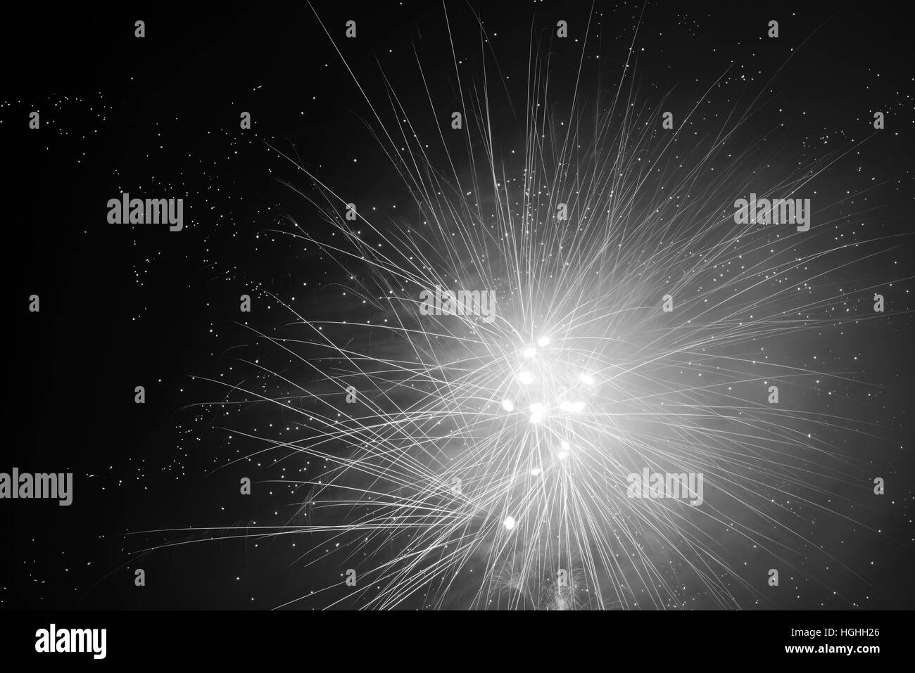 Fireworks explosion on the dark sky Stock Photo