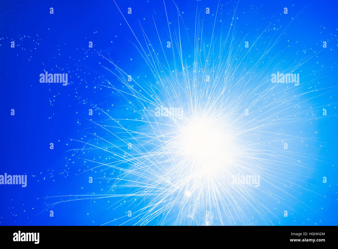 Fireworks explosion on the blue sky Stock Photo