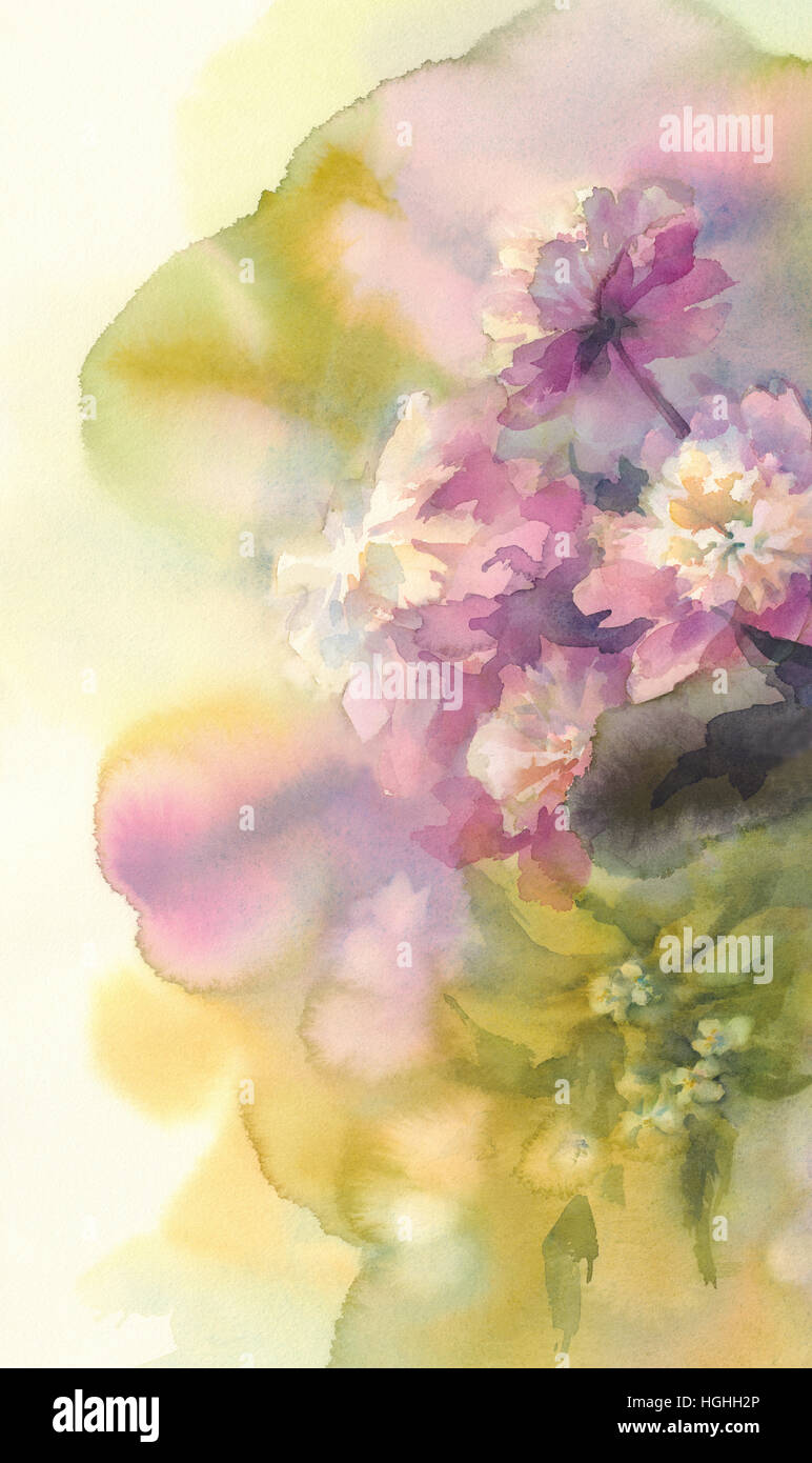 bouquet of pink and white peonies watercolor Stock Photo - Alamy