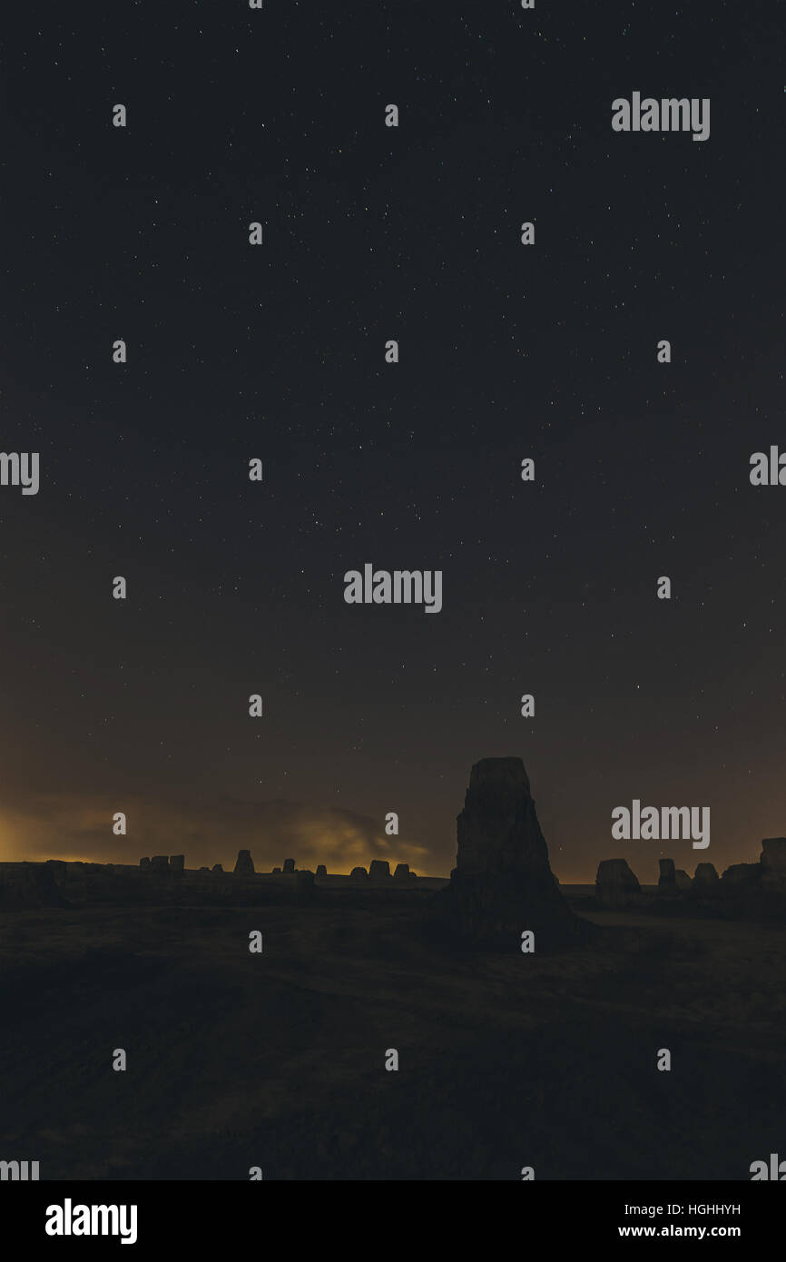 landscape desert night and the starry sky Stock Photo