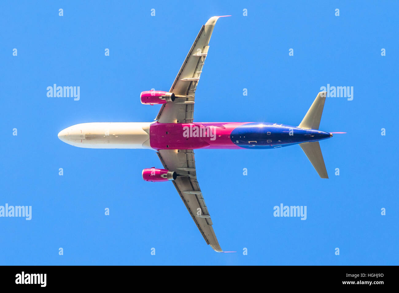 isolated pink airplane Stock Photo