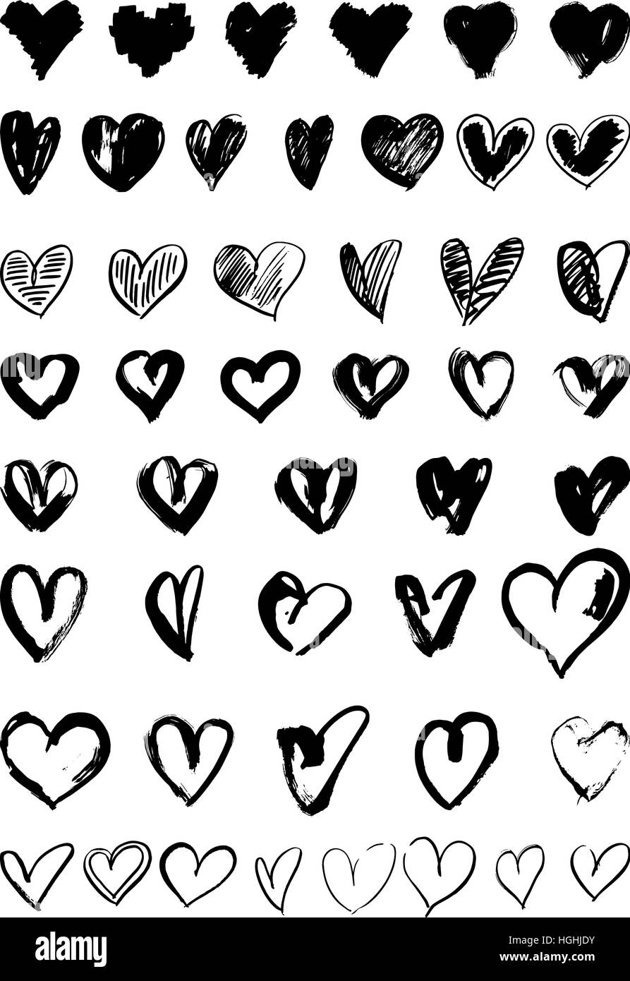 Hand drawn hearts Stock Vector