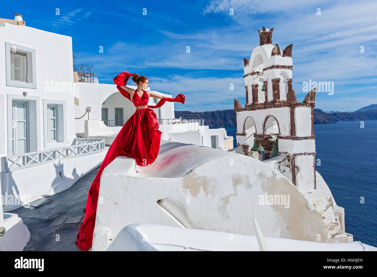 Woman in a beautiful red dress Stock Photo - Alamy