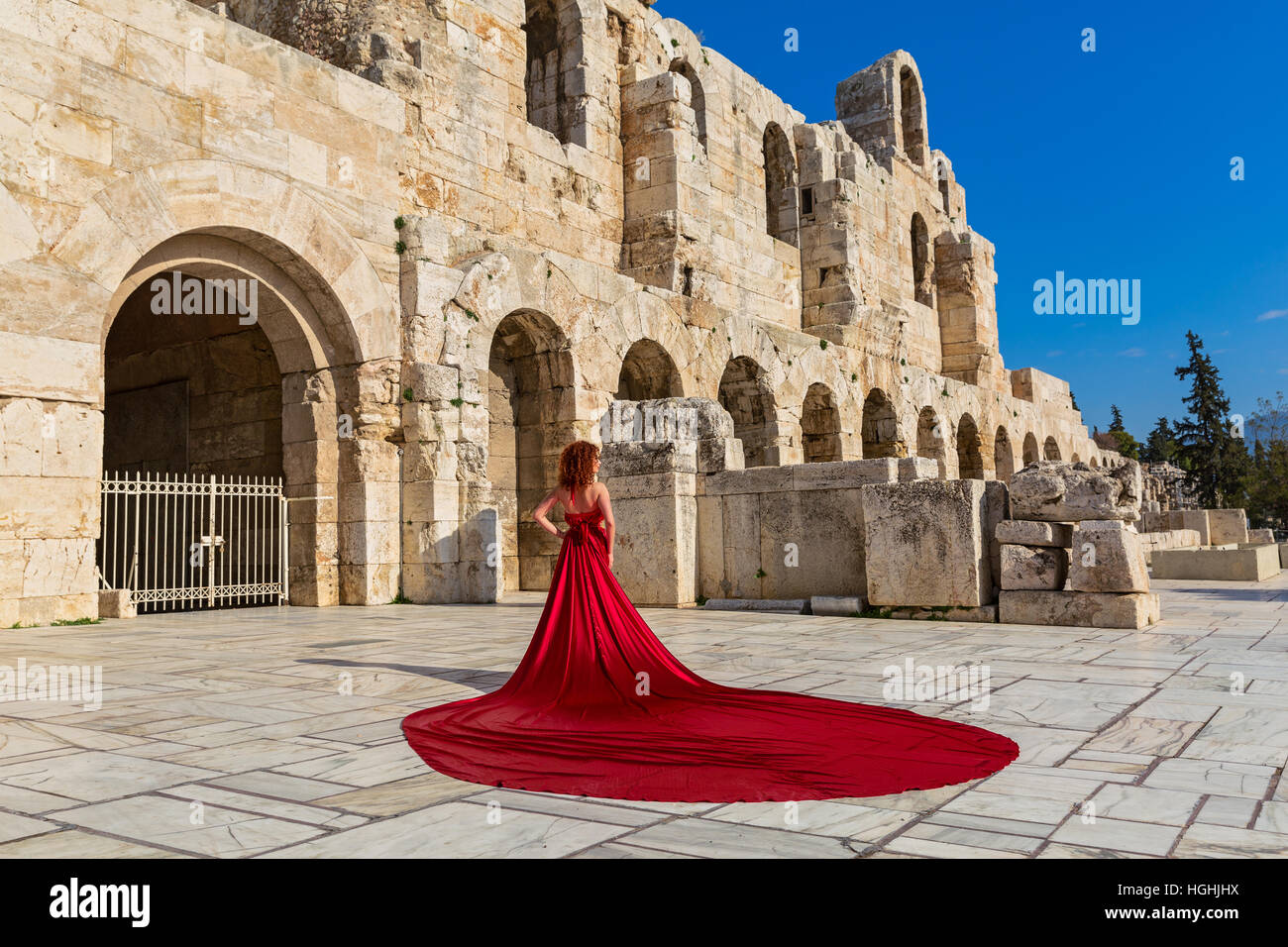 Woman in red beautiful dress Stock Photo - Alamy