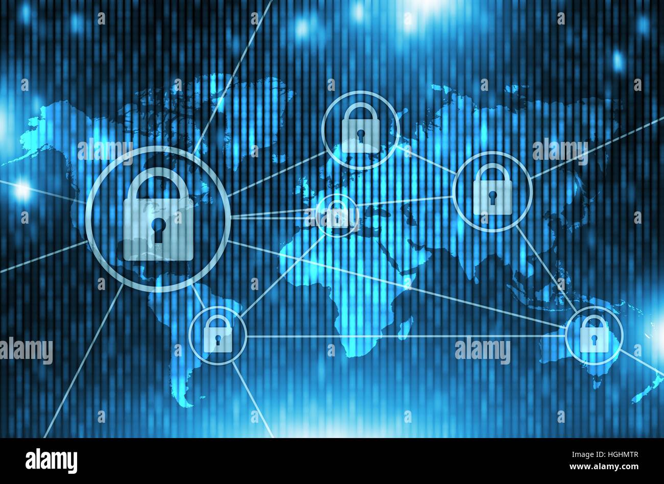 Global Network Safety Concept. Blue Networking Concept Illustration